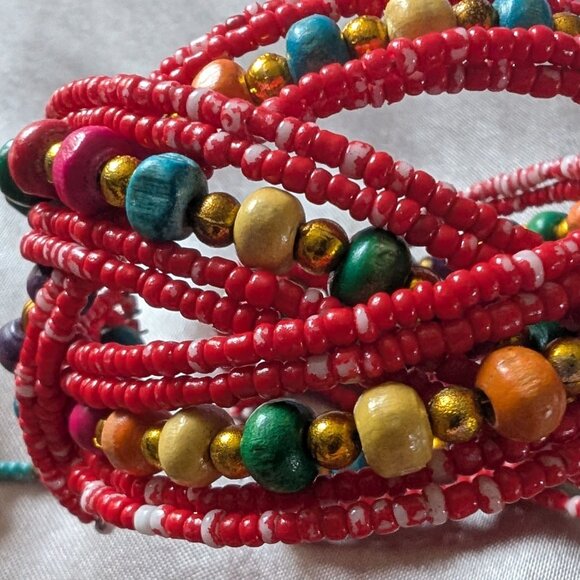 African pattern Beaded cuff bracelet/Earrings - Picture 2 of 7